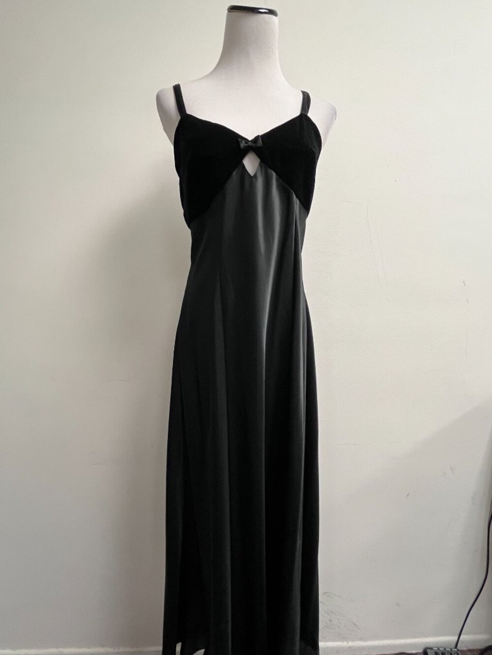Cacique satin velvet slip maxi gown L NWOT vintage new